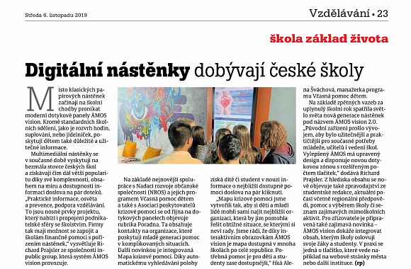 ÁMOS vision na stránkách Deníku